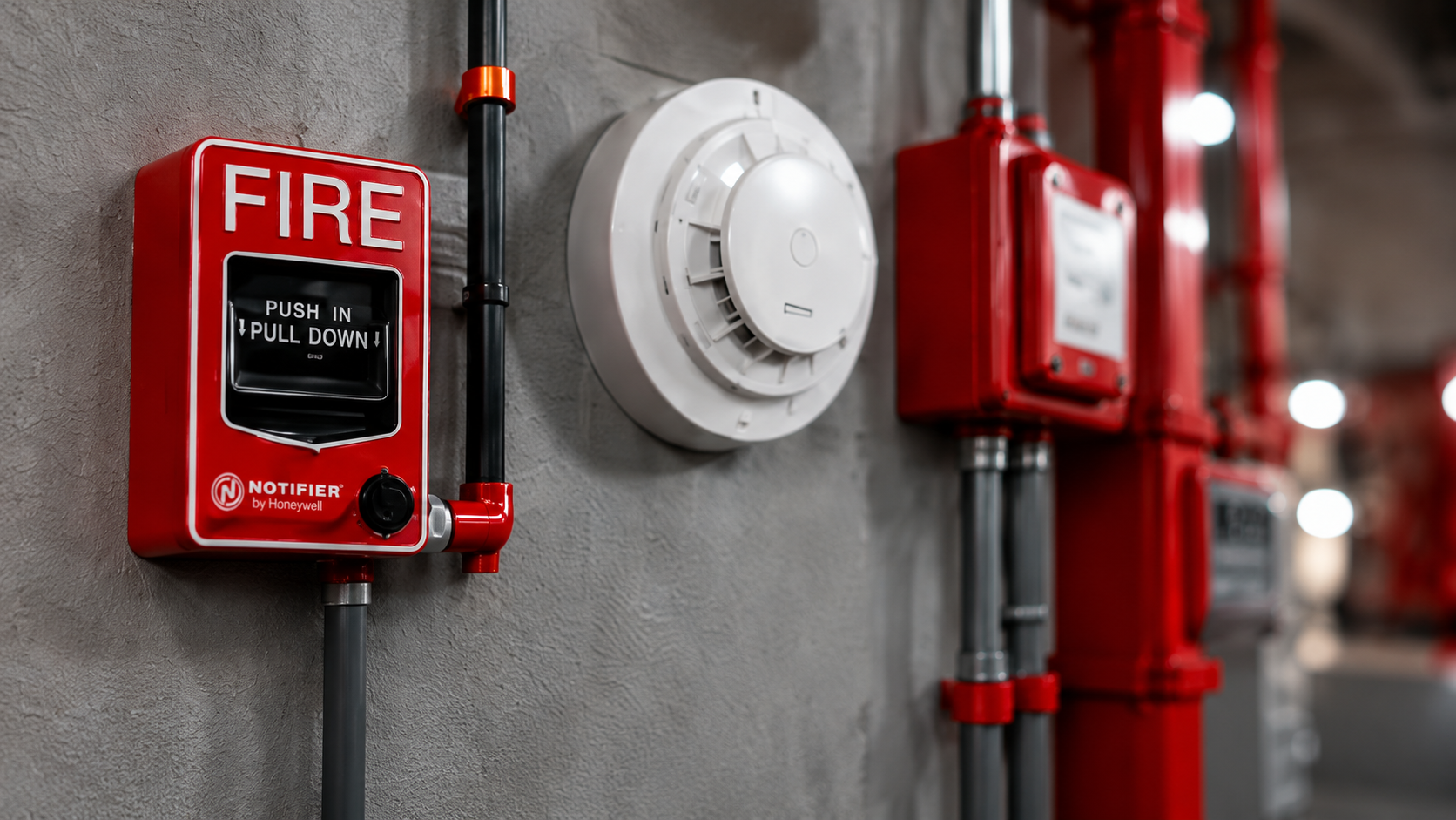 Commercial fire alarm inspections on a Notifier pull station and smoke detector in Northwest Indiana